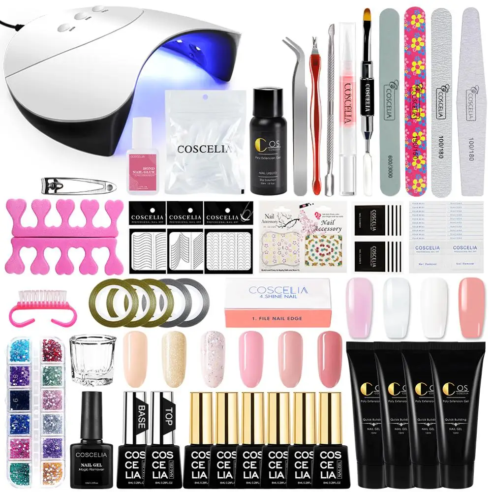 

Manicure Set Nail Kit Poly Gel Set 36W LED Lamp Nail Gel Polish Set Quick Building For Nail Extensions Hard Jelly