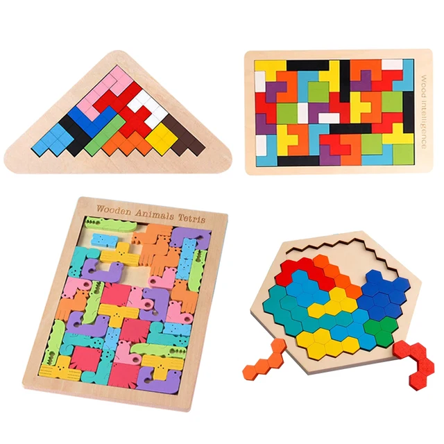 Colorful 3D Puzzle Wooden Toys High Quality Tangram Math Toys Jigsaw Game Children Preschool Imagination Educational Toy 1