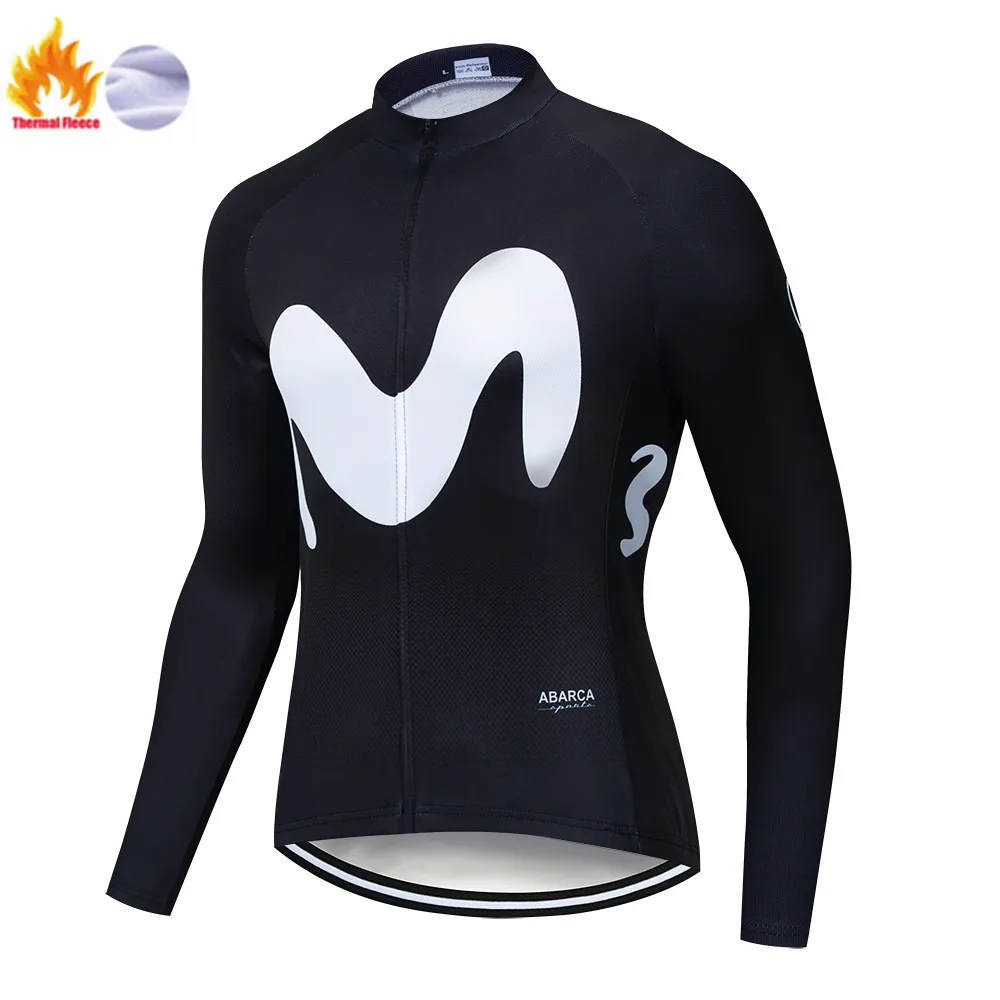 Winter Jersey Movistar мужская длинная теплая флисовая велосипедная одежда профессиональная команда Велоспорт Джерси зимний комбинезон набор MTB Чемпион Ropa Ciclismo Maillot - Цвет: Winter Jersey