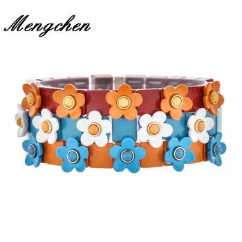 

Bohemian Handmade Colorful Flower Elastic Bracelet Enamel Stretch Bangle Tile Beads Bracelet For Women Diy Jewelry Gifts