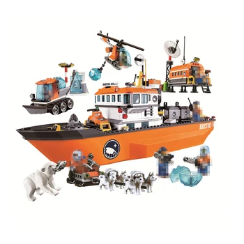 

760Pcs City Polar Adventure Arctic Ice Breaker Ship Model Building Blocks Toys Children Compatible With 60062 gift