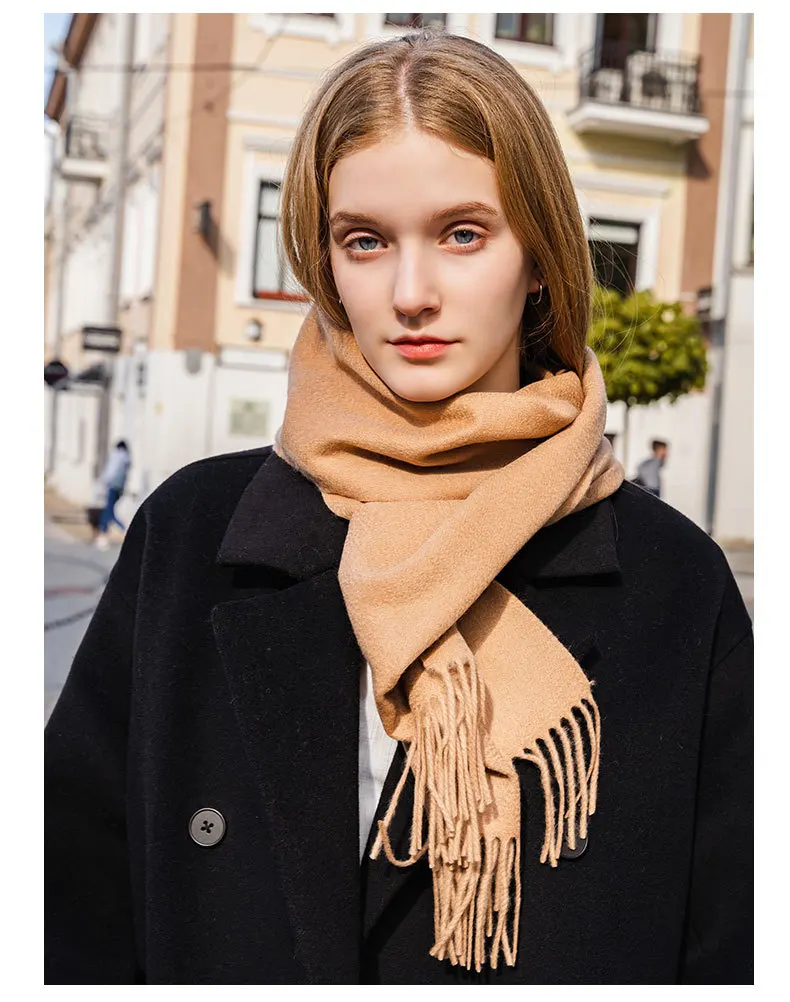 Cashmere Scarf Women Camel Neck Solid 