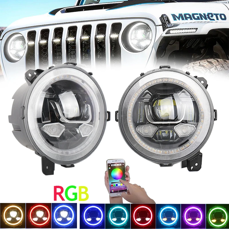 

New Design 9'' Rgb Light Offroad Headlight Accessories for Jeep JL Car Headlight
