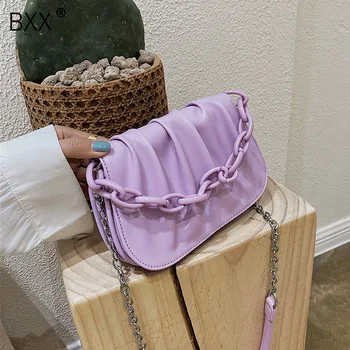 

[BXX] Small PU Leather Crossbody Pleated Bags For Women 2020 Spring Shoulder Messenger Bag Female Travel Chain Handbags HL847