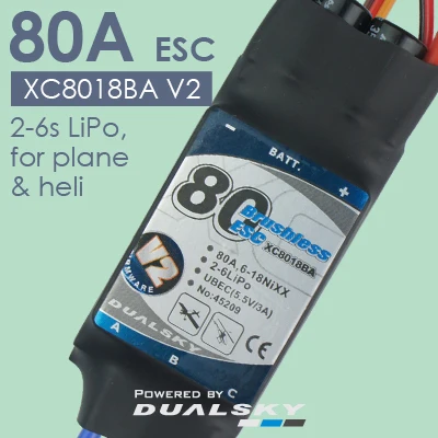 DUALSKY XC8018BA V2 ESC 80A 2-6s LiPo для самолета и heli | Игрушки хобби