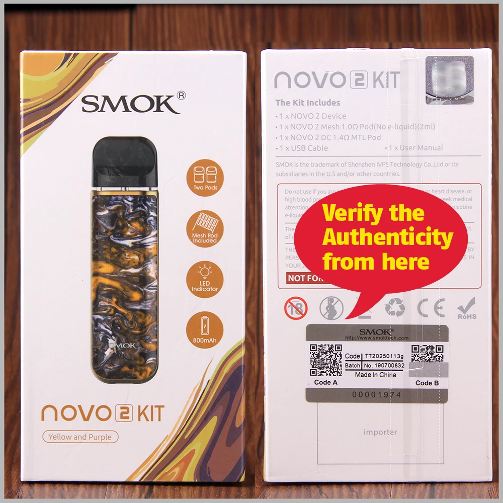 Оригинальная электронная сигарета SMOK Novo 2 Vape Pod 800 мАч батарея мл картридж сетка