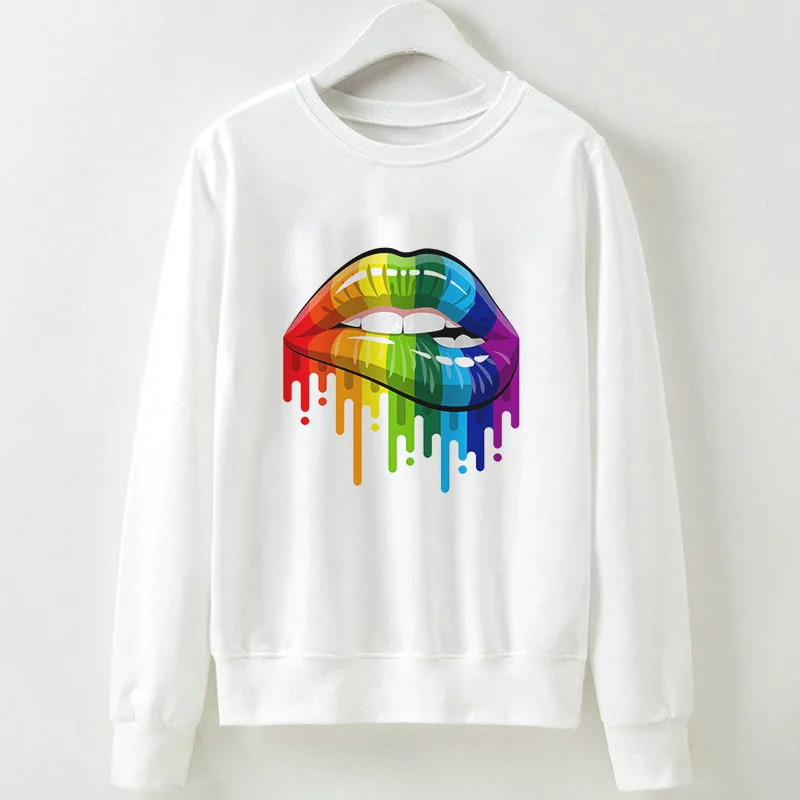 

White Creative Sweatshirts Hoodies Women 2019 Printing Long Sleeve Tracksuit Female Knitted Sweater Casual Basic Pullovers Tops