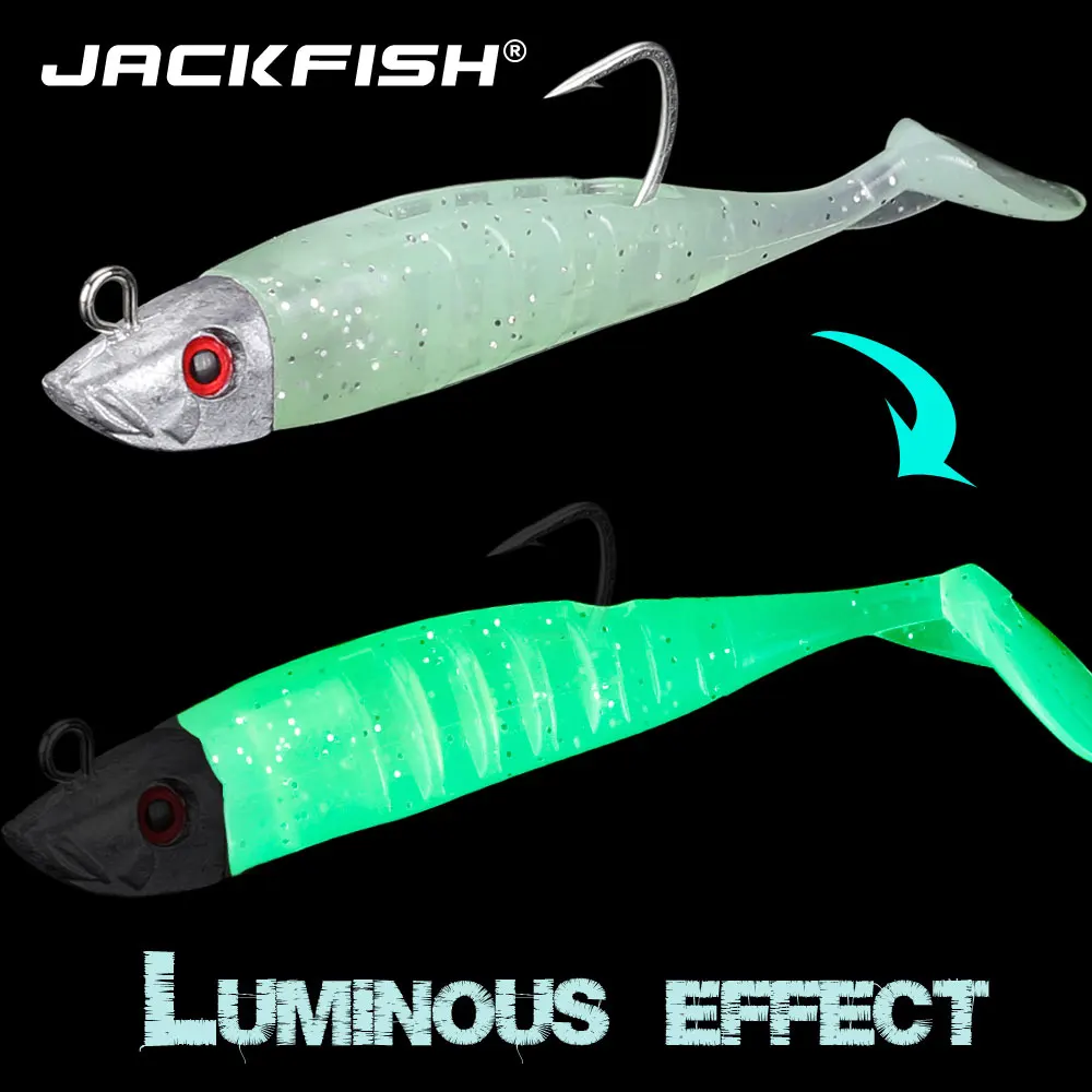 JACKFISH 8 см 9 г джиггинг Мягкая приманка рыболовные приманки 5 цветов приманки из свинца ведущий крючок рыба Т хвост морской бас приманка рыболовные снасти