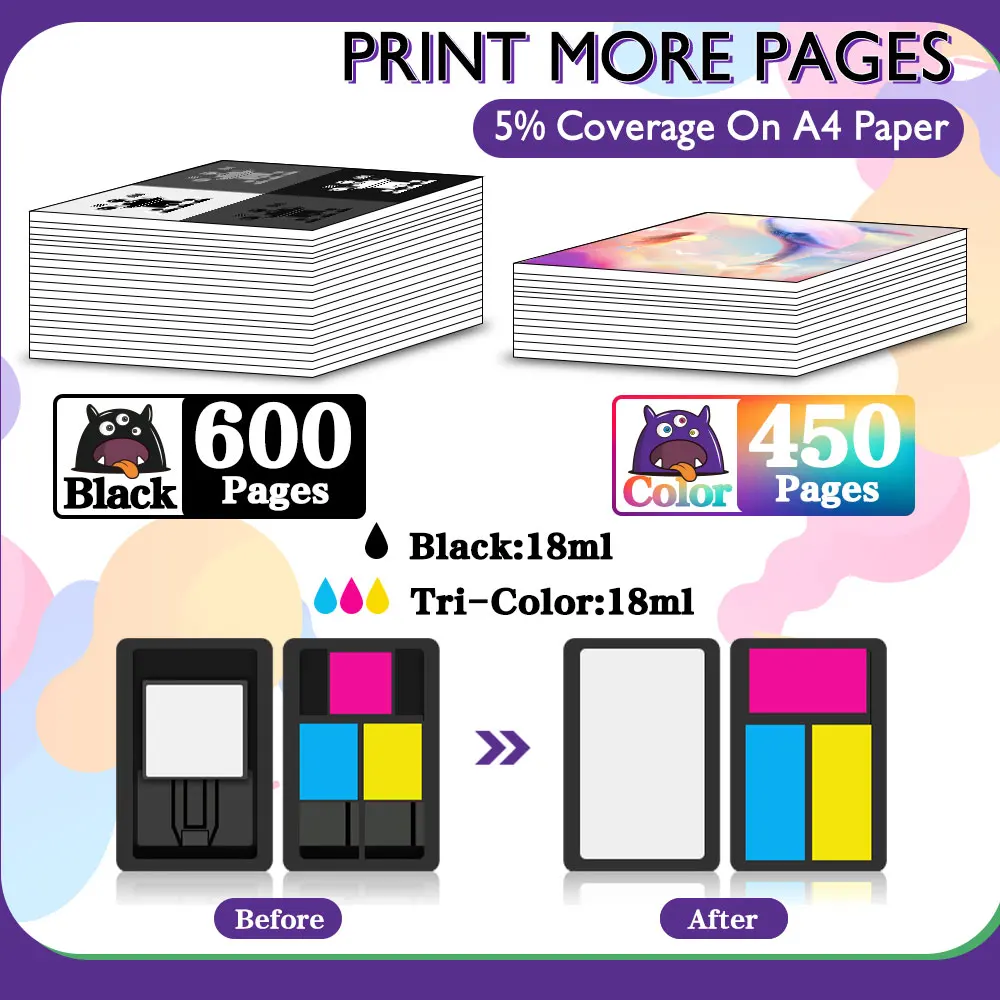 Printjoy Substituição do Cartucho de Tinta para hp 301 Cartuchos de Tinta Deskjet Hp301 xl 4500 4501 4502 4503 4504 4505 4507 4508 Printer - Imagem 2
