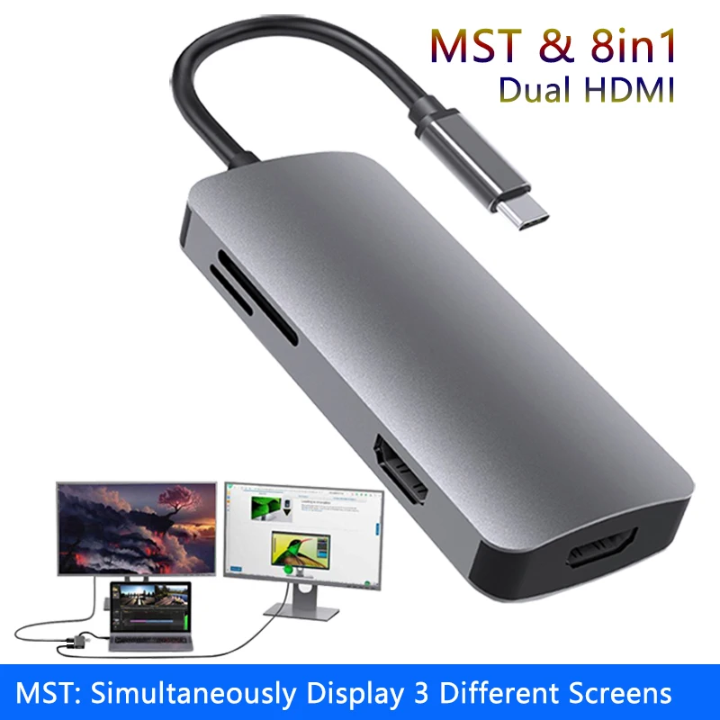 Док станция MST USB C для ноутбука 3 0 HDMI PD SD TF концентратор Macbook Pro HP DELL Surface Lenovo Samsung док