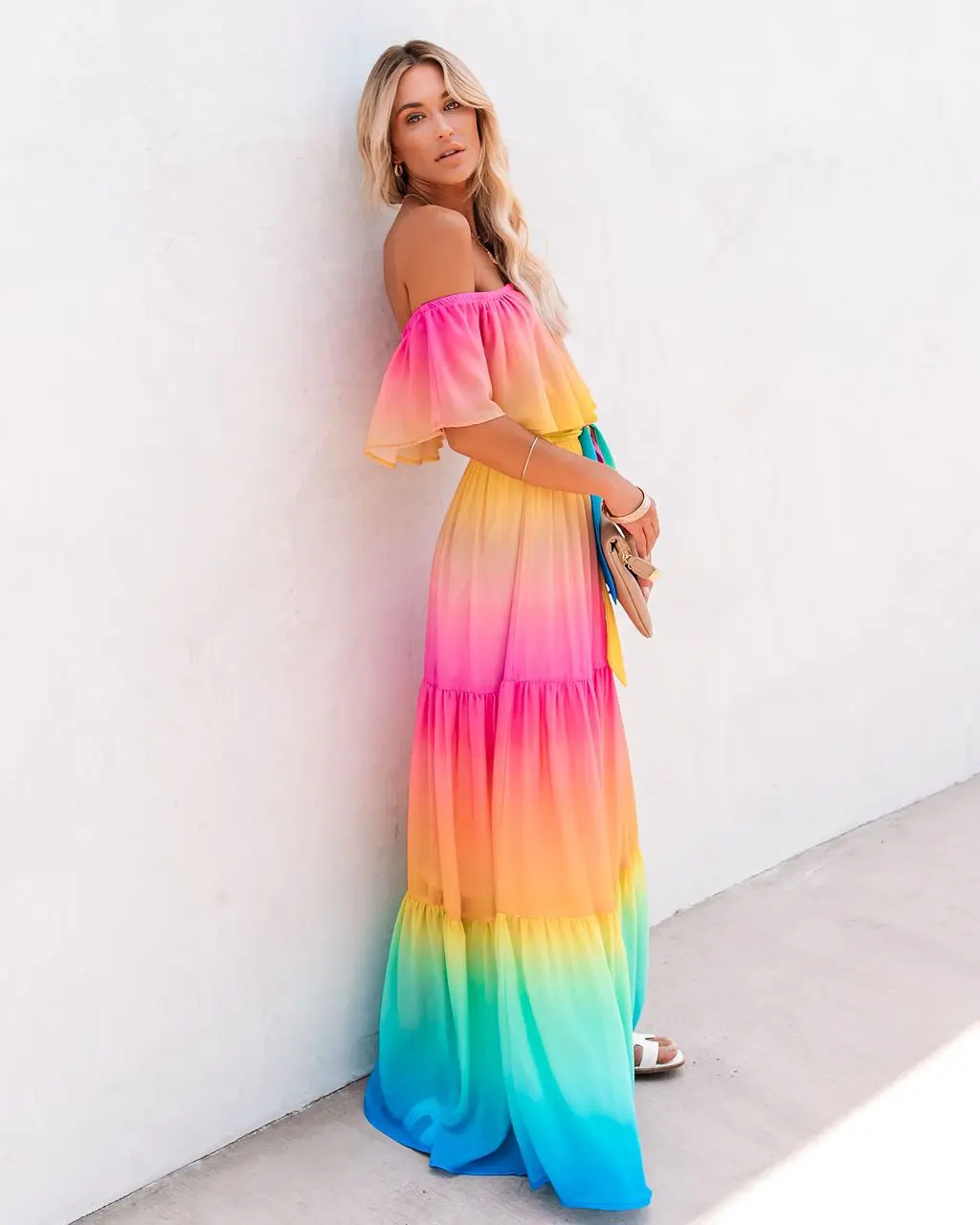 Skies Shoulder Maxi Dress Women Summer 