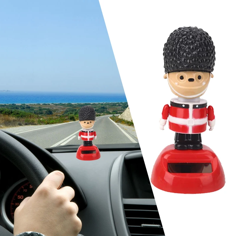Car Decoration Car Solar Decoration Cute Solar Car Toy Gift Home Office Decor Soldier Bobbling