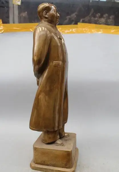 2" помеченная китайская Бронзовая медная статуя большого лидера Мао цзедонга