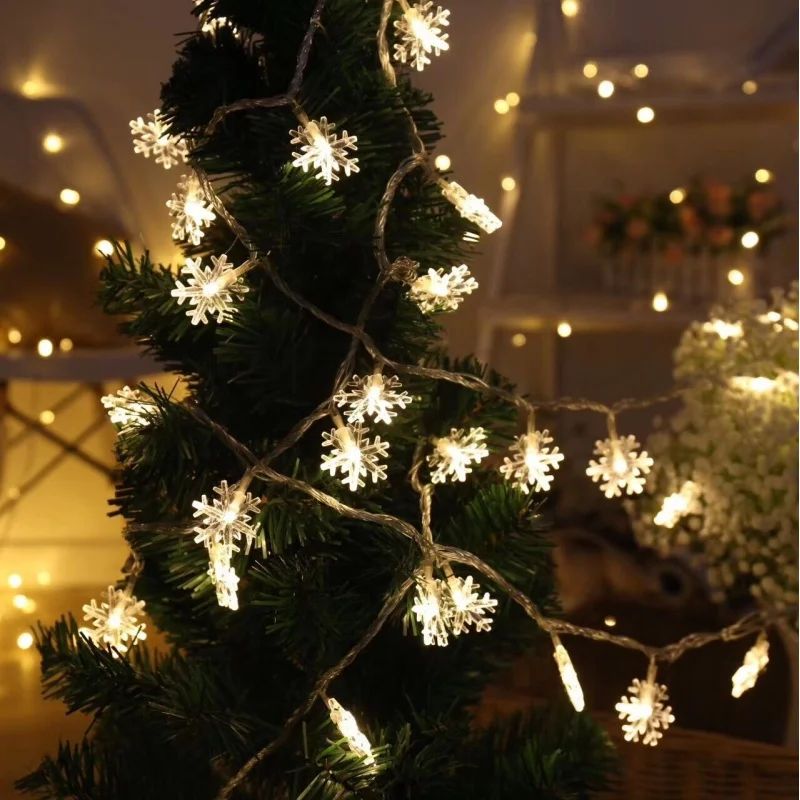 

2/3m Christmas Lights Snowflake String Fairy Lights Battery Operated for Xmas Garden Bedroom Decor Indoor Outdoor Lighting