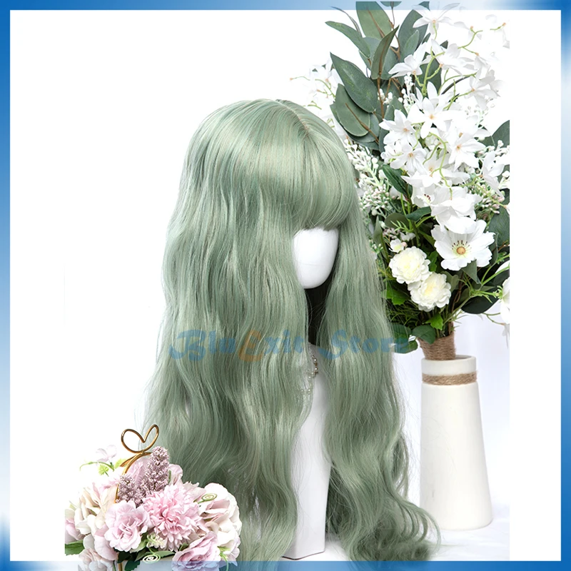 Sweet Mixed Green Lolita Wig Harajuku Avocado 60cm Long Curly Body Wave Synthetic Hair Fringe Bangs Adult Girls Party |