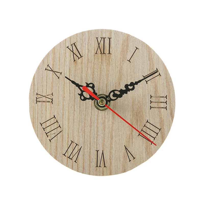 Retro Vintage Style Wooden Round Small Wall Clock Quiet Numerals Quartz Home wall clock