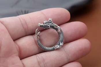 

925 Sterling Silver Ring Adjustable Ring Retro Thai Silver Dragon Ring