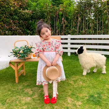 

MILANCEL kids clothes flower girls dress ruffle collar sweet dress for girls and hollow out cotton skirt 2 pcs girls dress