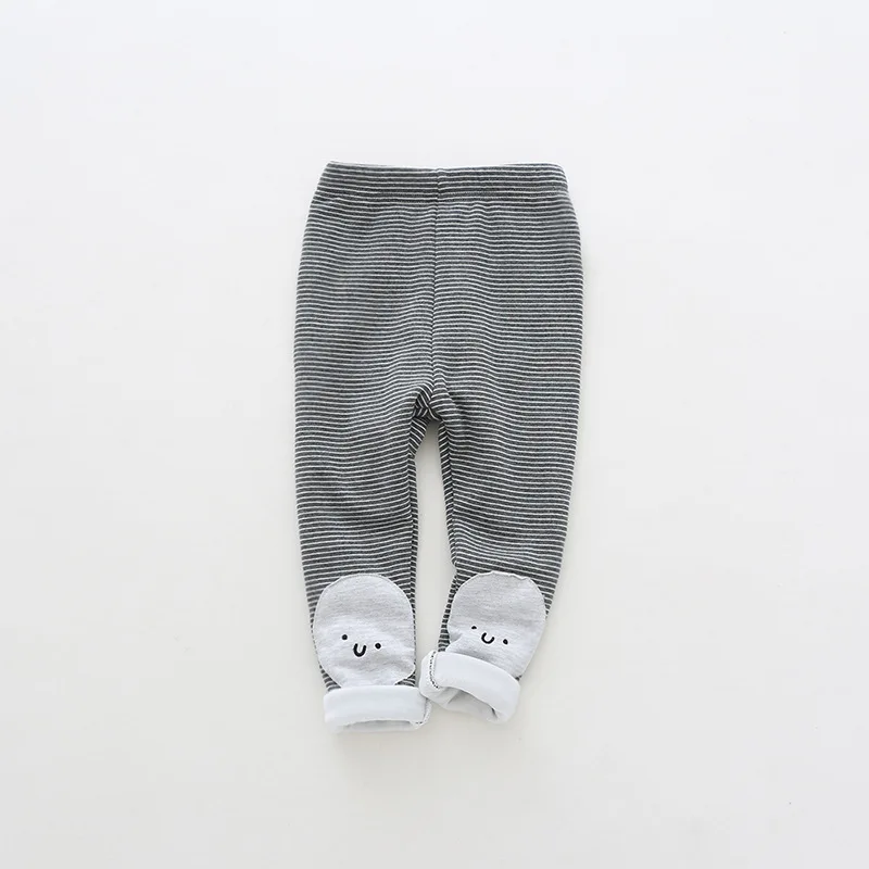 Dudu/кремовые зимние стильные детские штаны плотные леггинсы в полоску в Корейском стиле для девочек и мальчиков 1-5 лет