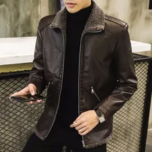 Мужская меховая Короткая Толстая кожаная куртка, мужское теплое зимнее кожаное пальто, приталенное, корейский стиль, плюс бархатное кожаное пальто для мужчин