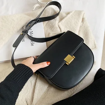 

Small Pu Leather Saddle Bags for Women 2021 Shoulder Bag Lady Branded Trending Handbags and Purse Women's Classic Hand Bag