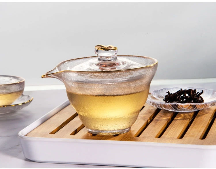 Японский стиль, стеклянный gaiwan, чайная чашка с крышкой, золотой цвет, Gongfu чайная чаша, китайский чай, 150 мл