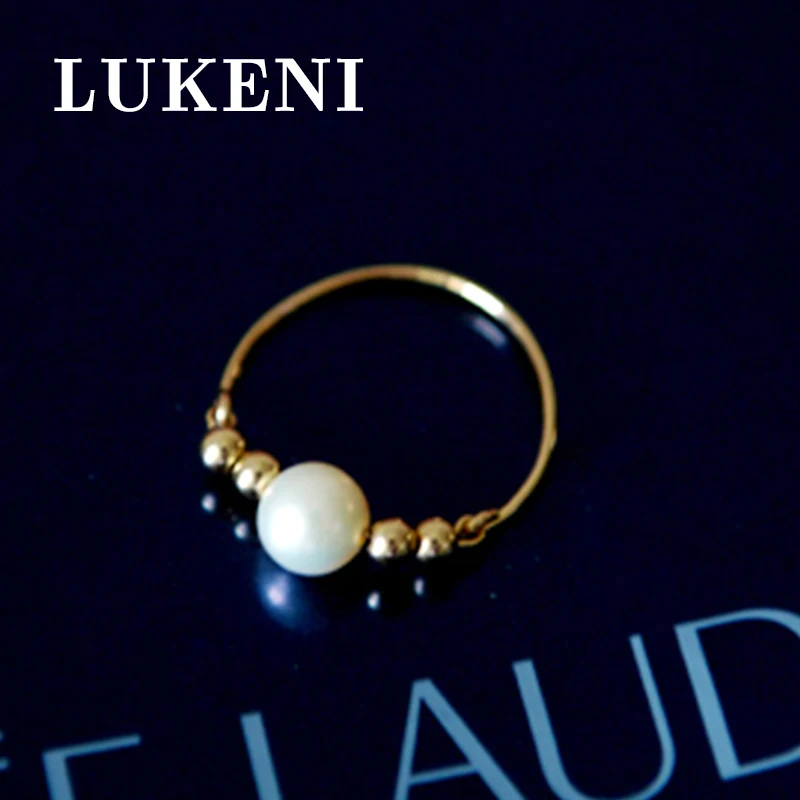 Романтическое жемчужное кольцо для женщин золотого цвета двойные шарики высшего