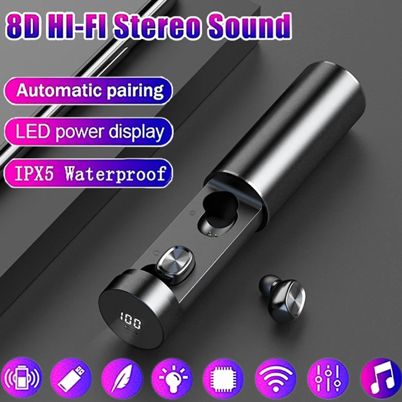 Bluetooth5 0 Touch Wireless Bluetooth Earphones Waterproof Sport Mini Earbuds