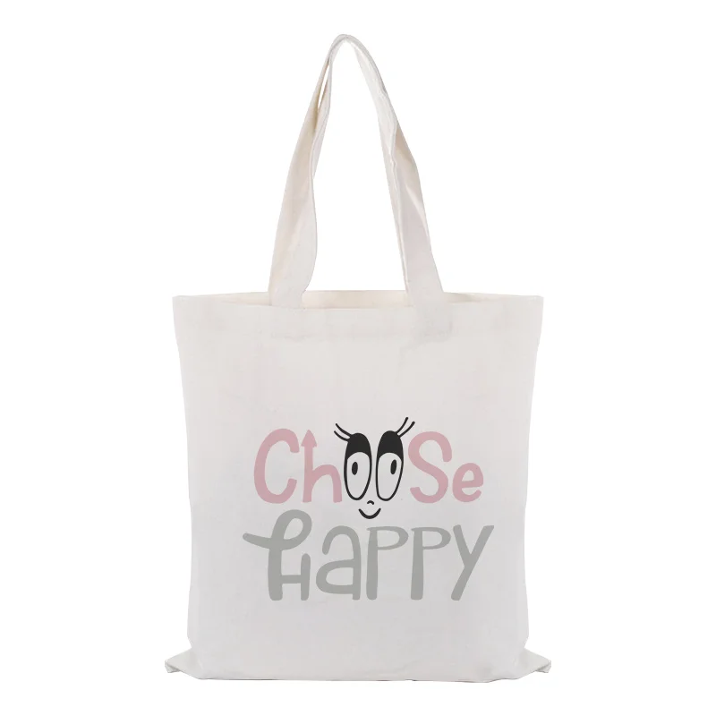 Canvas Tote Bag Handbag Custom Print Logo Text DIY ILLUSTRATION Daily Use Eco Ecologicas Reusable Shopping Bag Recycle