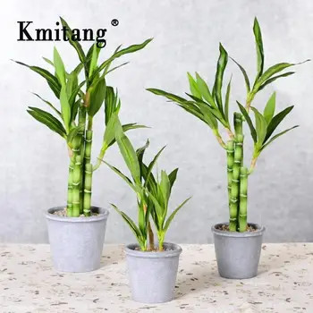 

45cm 6fork Artificial Bamboo Tropical large Plant Bonsai Fake Maranta Tree Real Touch Plastic Palm Leaves Potted Home Decoration