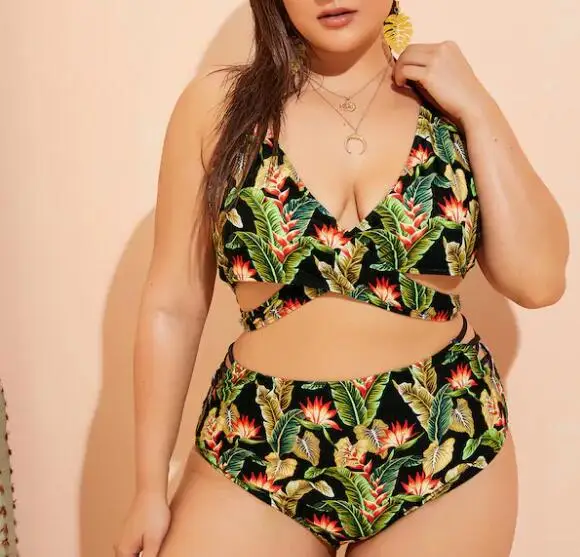 

Cross-Border for Swimsuit Chest Cross High-waisted Split Swimsuit European And American-Style Plus-sized Bikini