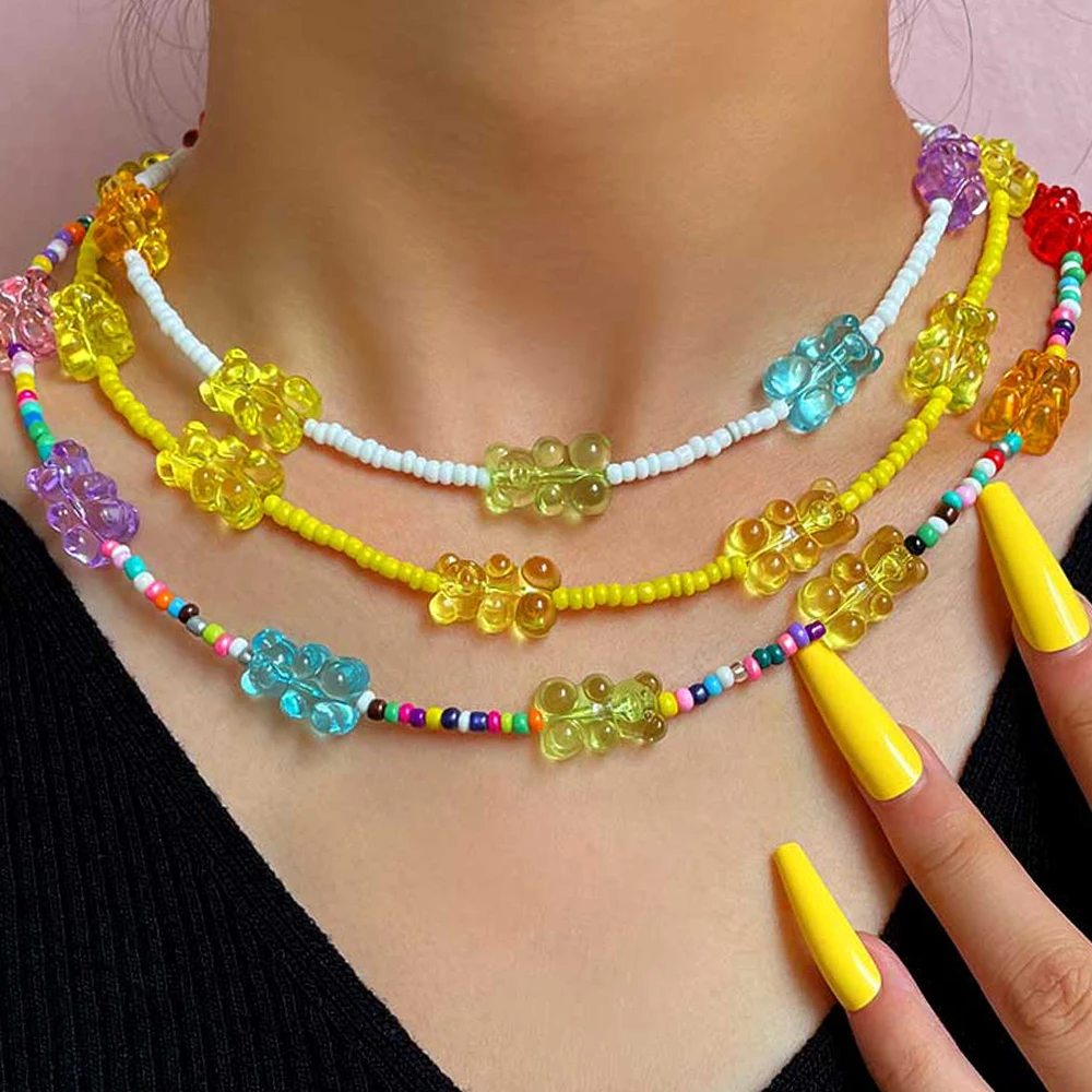 Фото Женское акриловое ожерелье в стиле Харадзюку | Украшения и аксессуары