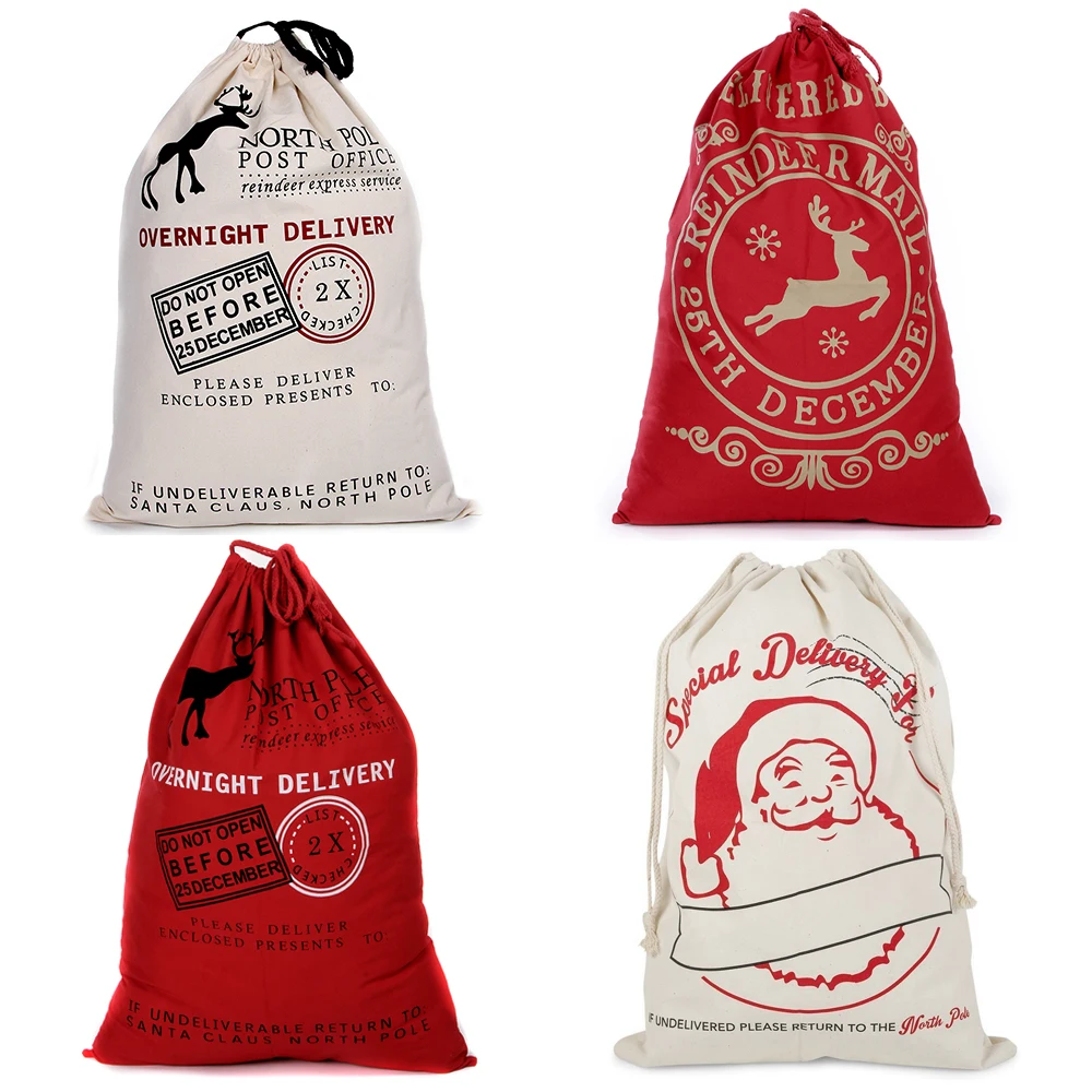 

Christmas Gift Bags 1pc Large Santa Sack 8 Colors Organic Canvas Stocking Merry Christmas Decorations for Home Xmas New Year