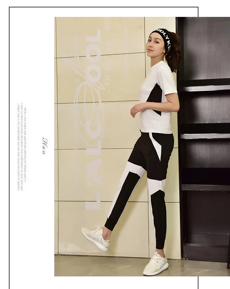 Spring And Summer New Style Sports WOMEN'S Suit Loose And Plus-sized Short Sleeve Gym Yoga Clothes Three-piece Set