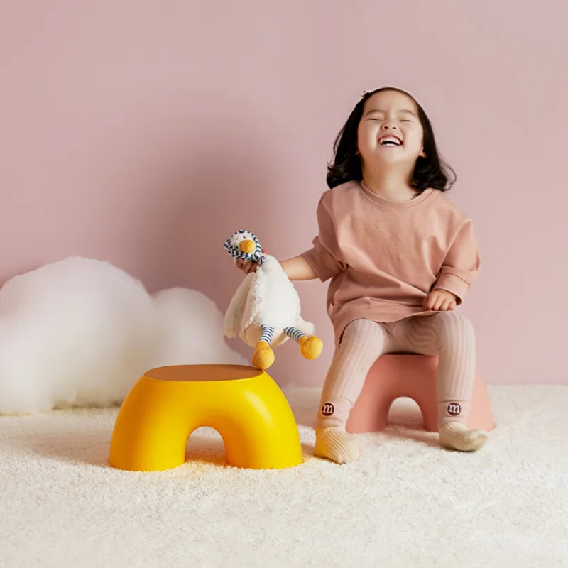 

1 Pc Rainbow Stool Simple Circular Small Bench Home Round Children's Stool Non-slip Durable Shoe Changing Stool