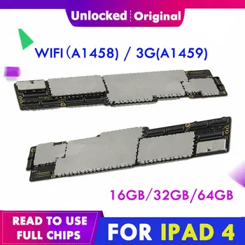 

Original Unlocked Motherboard For iPad 4 4th Gen 16g 32g 64g Logic Board A1458 A1459 Mainboard iCloud Unlock IOS WLAN Cellular