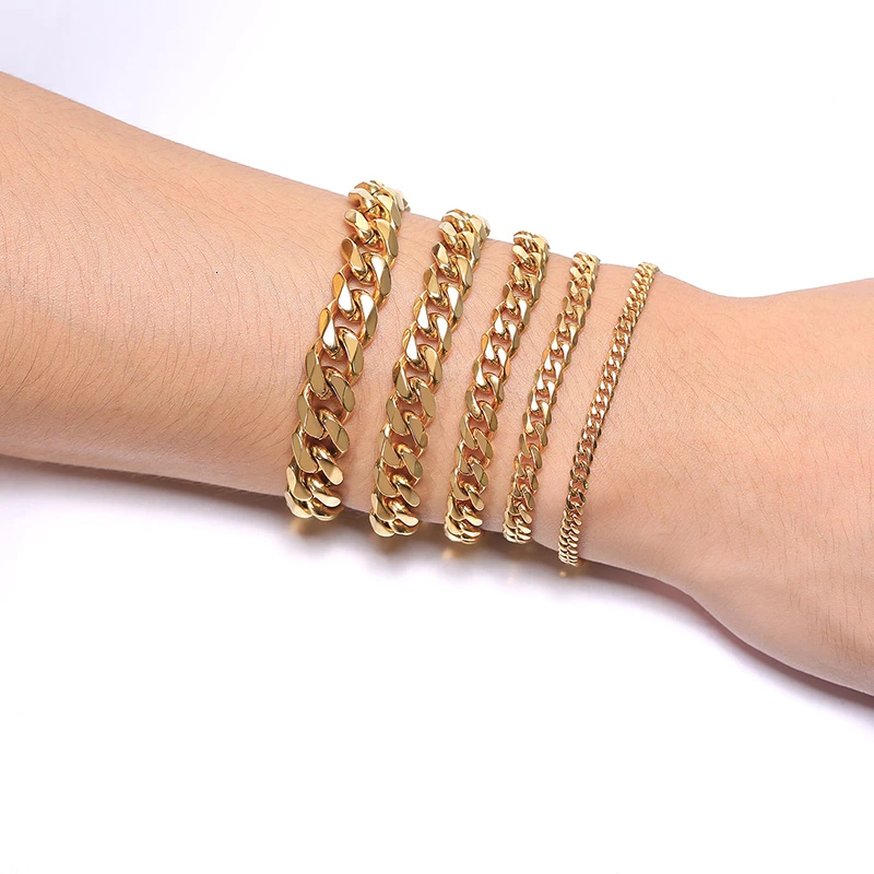 Curb Cuban Link Chain Bracelet For Men 