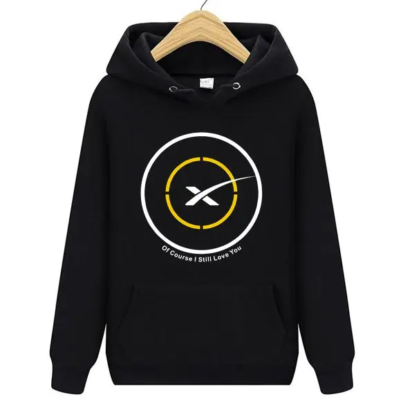 Космический X автомобиль для мужчин, конечно, я все еще люблю вас Дрон корабль первый этап посадки толстовки для мужчин с капюшоном автомобили женщин SpaceX толстовки - Цвет: Черный