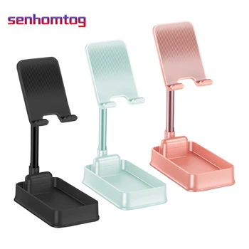 

Senhomtog Mobile Phone bracket base stand foldable mobile phone steady storage box desktop stand For iPad Phone