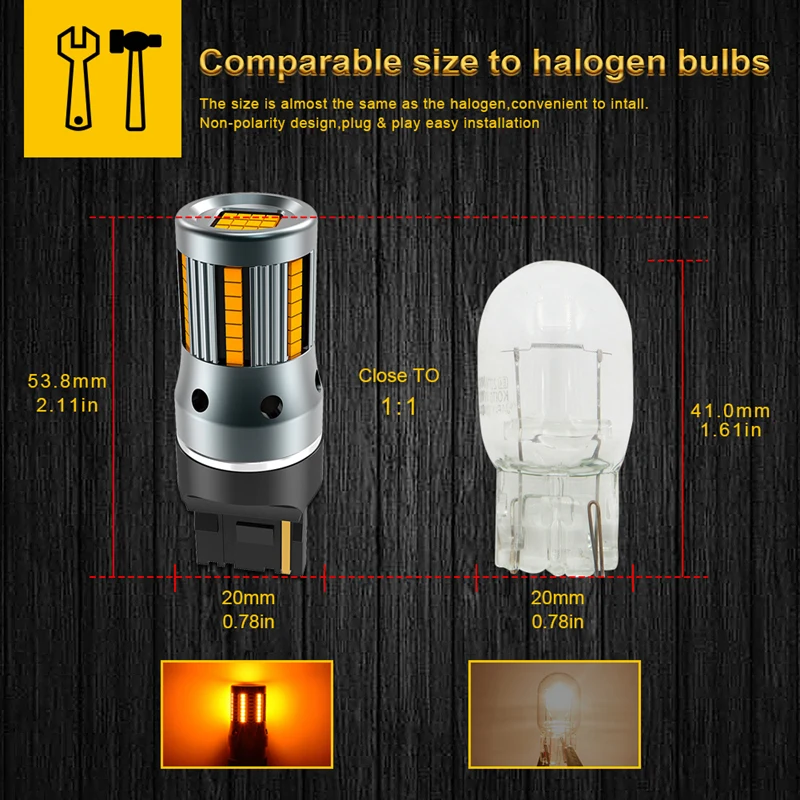 2Pcs    ÷ ȸ ȣ  T20 7440 W21W LED  1156 BA15S P21W Canbus ڵ  ڹ ο 12V