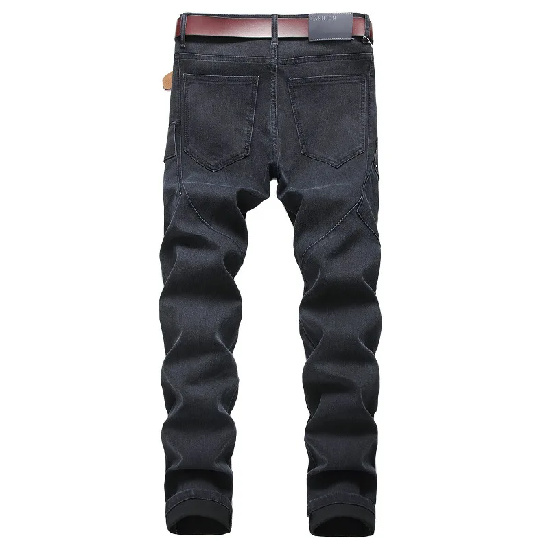 VROKINO, осенние и зимние новые стильные джинсы, мужские Модные Стрейчевые джинсы с несколькими карманами, Молодежные длинные джинсы, узкие брюки