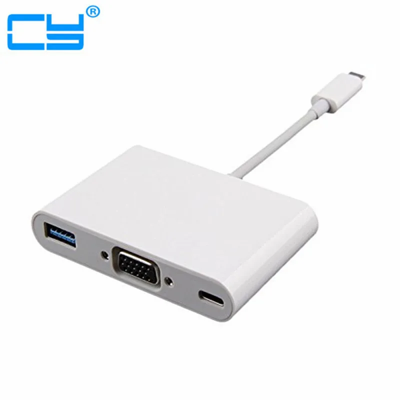  USB-C USB 3.1 Type C to VGA Monitor & USB OTG & Charger Adapter for 12" Apple New Macbook