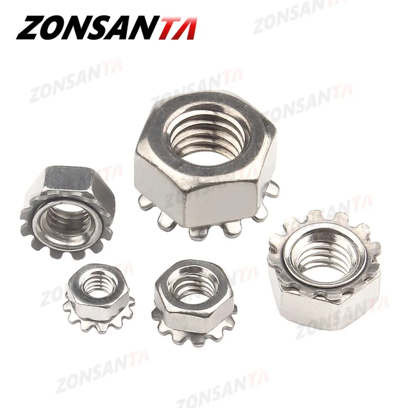 Гайка ZONSANTA K Lock M3 M4 M5 M6 M8 образная Шестерня типа блокировочные гайки сделай сам из нержавеющей стали 304
