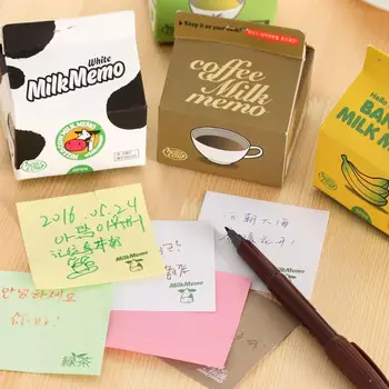 

Korean Cute Milk Carton Draw Sticky Notes Small Portable Thick Milk School Memo Coffee Paper Creative Note Supplies B6Q1