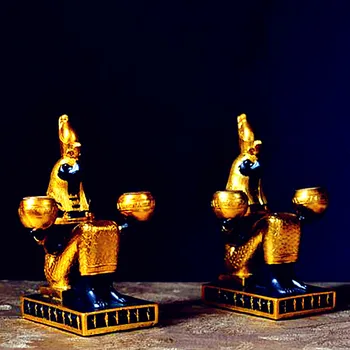 

Horus Mars Candleholder Statue Art Craft Egyptian Mythology Desktop Decoration Office Souvenir Gift L2693 God of War Bust Resin