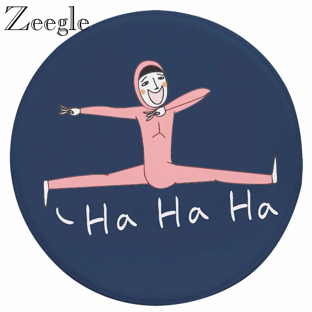 Zeegle Cartoon Round Carpet Water Absorbent Mat Flannel Home Decoration Anti-slip Floor Mat Bedroom Carpet Kidsroom Cartoon Rug