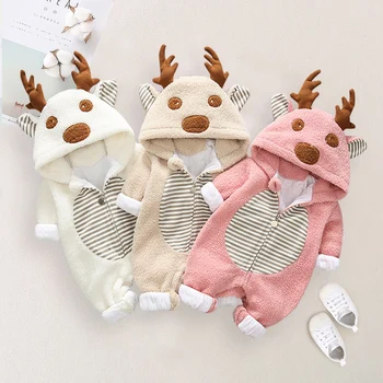 

Baby Boys Girls Clothes 2019 Autumn Winter Newborn Hooded Rompers Jumpsuit Cotton Soft Christmas Costumes Toddler Coat Jacket