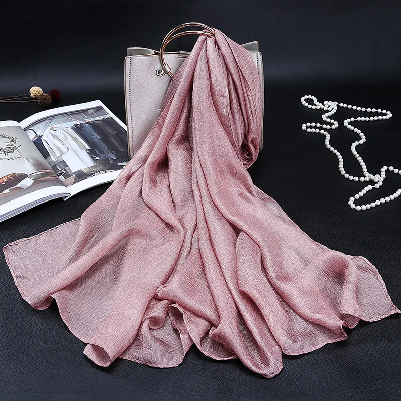 

New Dutch Linen With Long SunscreenTowel Draped Cotton And Linen Pure Color Scarf Pearl Light Gift Silk Scarf Turban Hijab