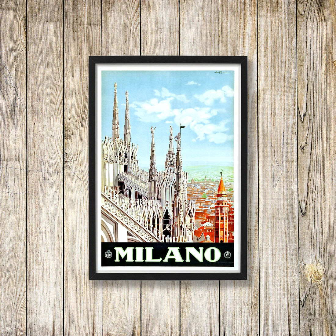 Ретро Дорожные постеры Италия Milano Firenze холст живопись Винтаж Крафт детский