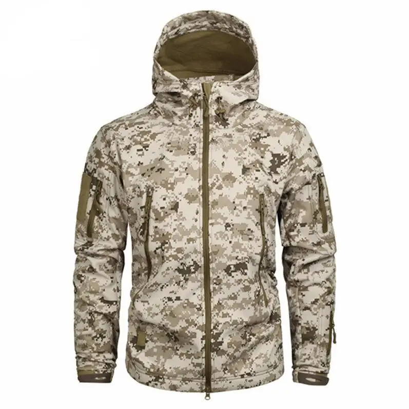 Осенняя мужская Военная камуфляжная флисовая куртка армейская тактическая одежда Мультикам мужские камуфляжные ветровки - Цвет: Desert digital